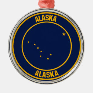 Alaska Round Emblem Metal Ornament