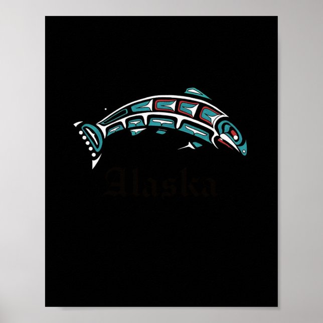 Alaska Salmon Fishing Native American Indigenous Poster (Front)
