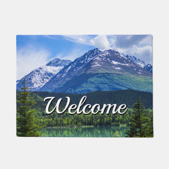 Alaska Scenic Byway Mountain Welcome Doormat (Front)