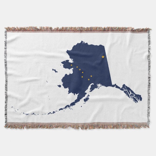 Alaska Shape in Flag Colours Throw Blanket (Front)