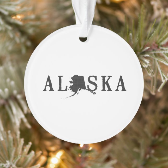 Alaska Shaped Letter Alaskan State Name Word Art Ornament (Tree)