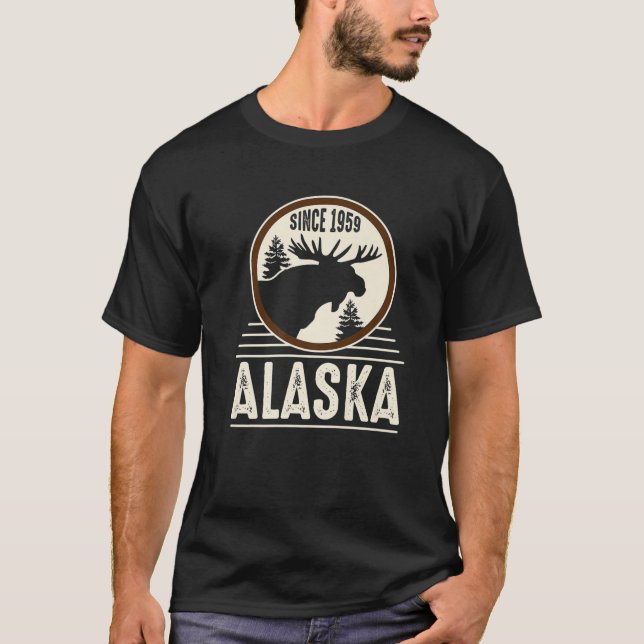 Alaska Since 1959 Moose Design T-Shirt (Front)