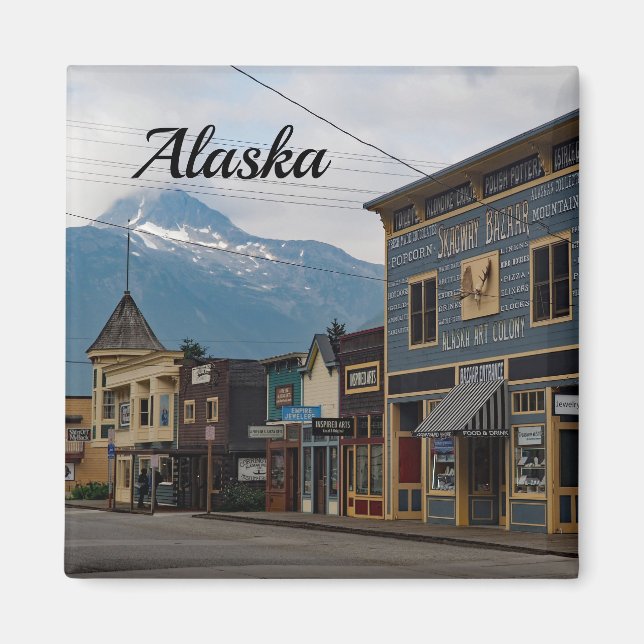 Alaska Skagway Town Buildings Photo Magnet (Front)