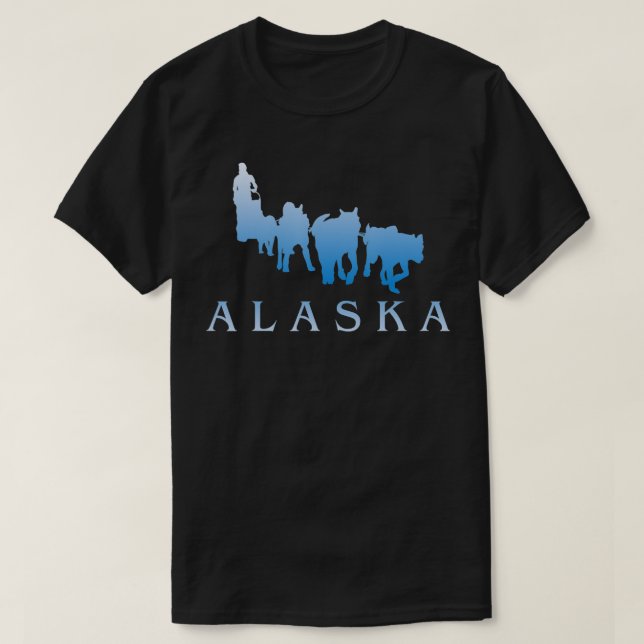 Alaska Sled Dogs Mushing Team Snow Sledding Mounta T-Shirt (Design Front)