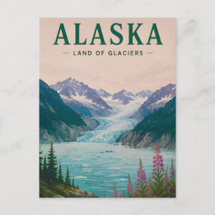 🌲 Alaska Snow Mountain Wilderness Scene 🏔️ Postcard