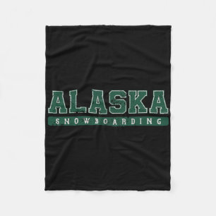 Alaska Snowboarding Green Vintage Text Fleece Blanket