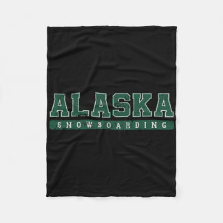 Alaska Snowboarding Green Vintage Text  Fleece Blanket