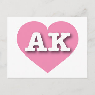 Alaska Solid Pink Heart - I love AK Postcard
