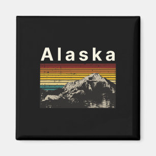 Alaska Souvenir Hiking Mountains Sunset Vintage Su Magnet
