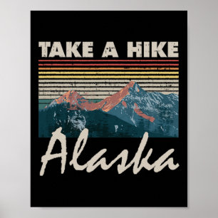 Alaska Souvenir Hiking Take A Hike Vintage Sunset Poster