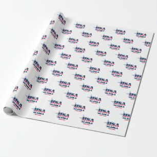 Alaska Stars and Stripes State Wrapping Paper