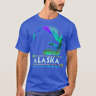 Alaska State Alaskan Wolf with Aurora Borealis Sno T-Shirt