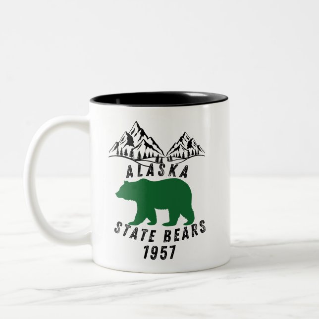 Alaska State Bears 1957 Retro Black Design Two-Tone Coffee Mug (Left)