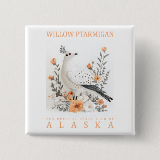 Alaska State Bird Art Print | Elegant Willow Ptarm 15 Cm Square Badge