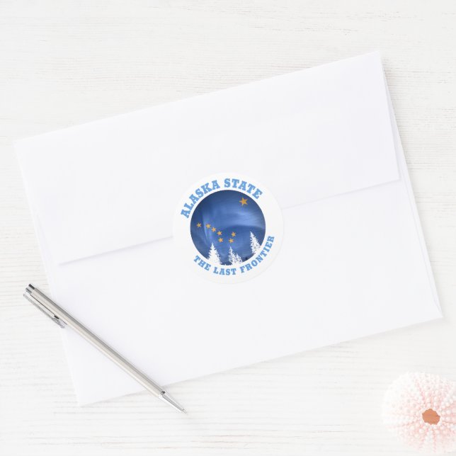 ALASKA STATE FLAG CLASSIC ROUND STICKER (Envelope)