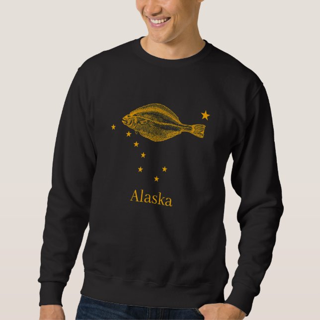 Alaska State Flag Halibut Fishing Sweatshirt (Front)