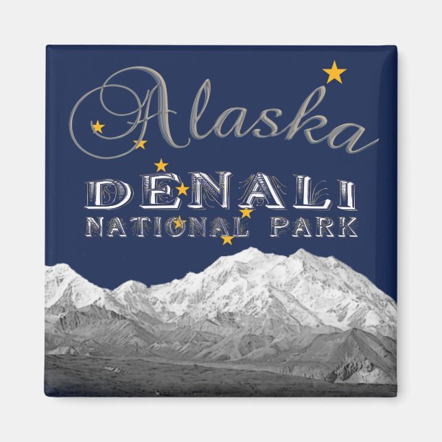 Alaska State Flag Mt McKinley Magnet (Front)