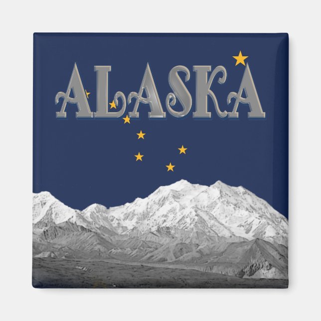 Alaska State Flag Mt McKinley Magnet (Front)