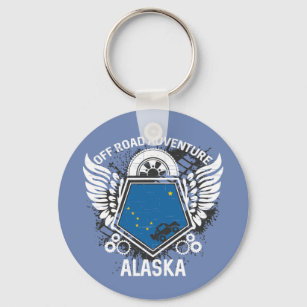 Alaska State Flag Off Road Adventure 4x4 Bogging Key Ring