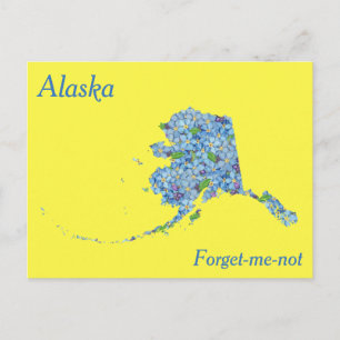Alaska State Flower Collage Map Postcard