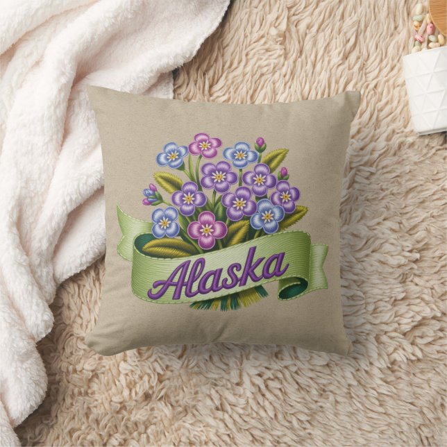 Alaska State Flowers Emblem Cushion (Blanket)