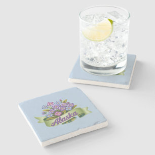 Alaska State Flowers Emblem Stone Coaster