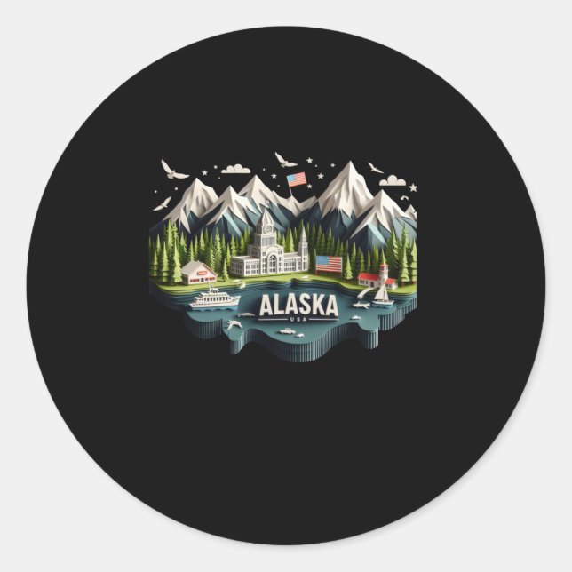 Alaska State In Usa Sticker  (Front)