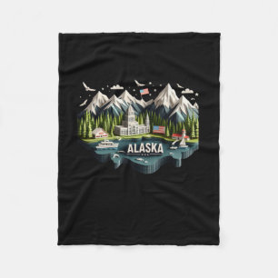 Alaska State In Usa Sticker  Fleece Blanket