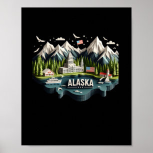 Alaska State In Usa Sticker Poster