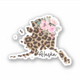 Alaska State Leopard Print With Flowers