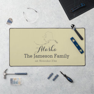 Alaska state map outline family personalised desk mat
