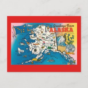 Alaska State Map Post Card