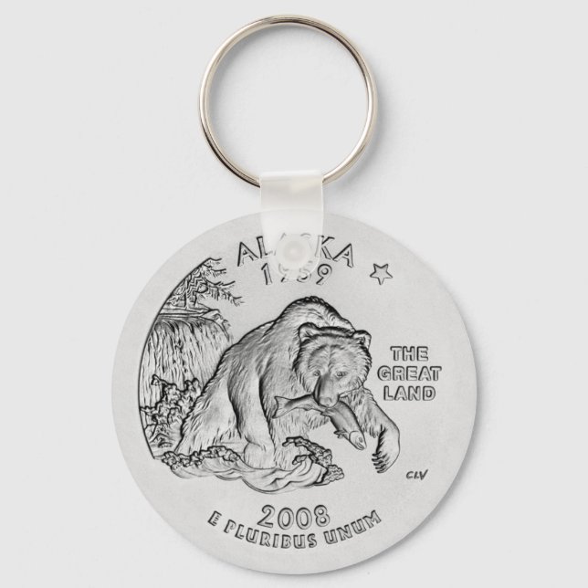 Alaska State Quarter Keychain (Front)