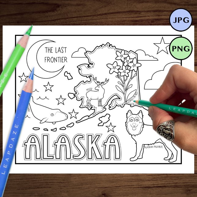alaska state shape and facts colouring page (Creator Uploaded)