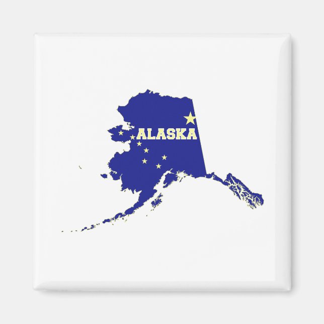 Alaska State Shape Flag With Name Magnet (Front)