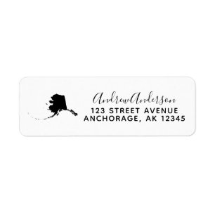 Alaska State   Simple Modern Black Calligraphy Return Address Label