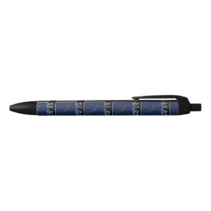 Alaska State Text Flag Black Ink Pen