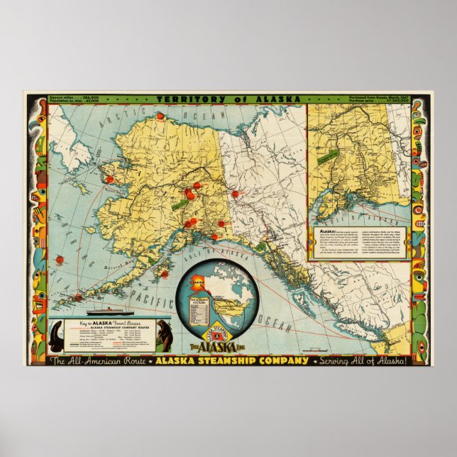 Alaska Steamship Company (1936) Map reproduction Poster (Front)