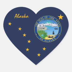 Alaska Sticker, Heart, Patriotic Alaskan Flag Heart Sticker