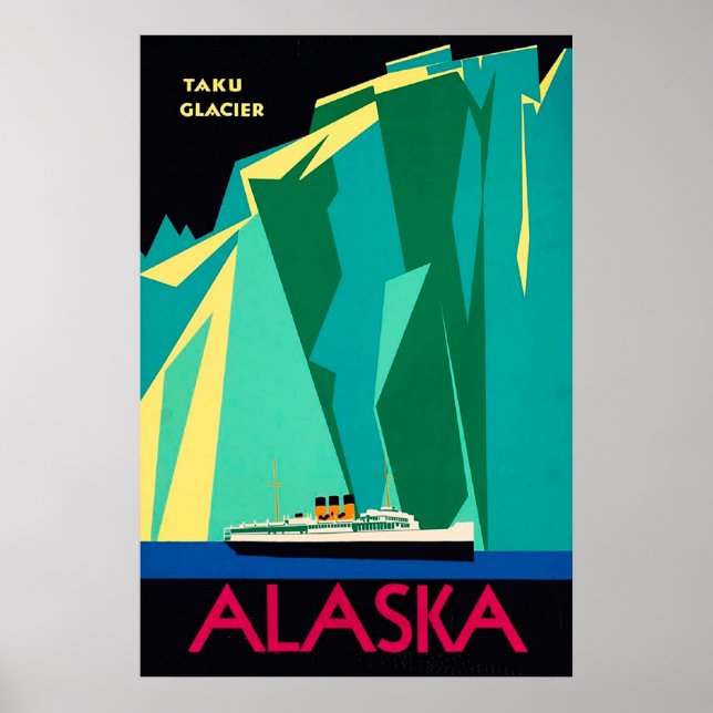 Alaska Taku Glacier Vintage Travel Poster (Front)