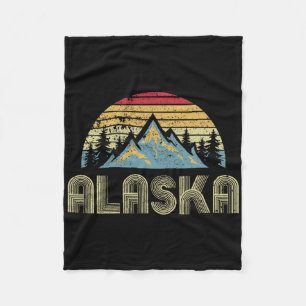 Alaska Tee - Retro Vintage Mountains Nature Hiking Fleece Blanket