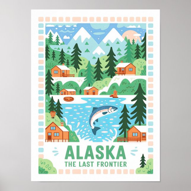 Alaska the Last Frontier USA Summer Travel Poster (Front)