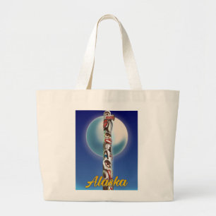 Alaska Totem Pole Travel print Large Tote Bag