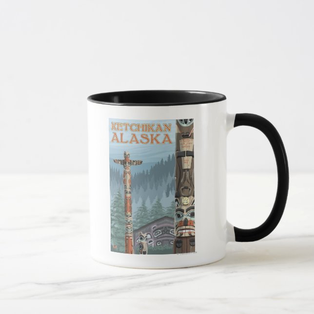 Alaska Totem Poles - Ketchikan, Alaska Mug (Right)