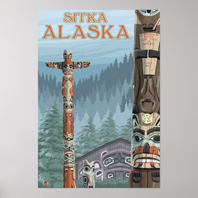 Alaska Totem Poles - Sitka, Alaska Poster (Front)
