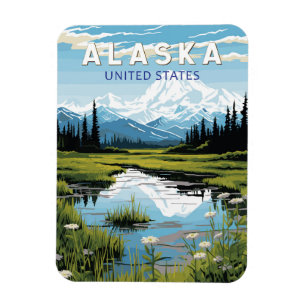 Alaska Travel Art Vintage Magnet