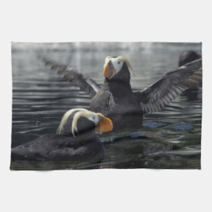 Alaska Tufted puffins Tea Towel
