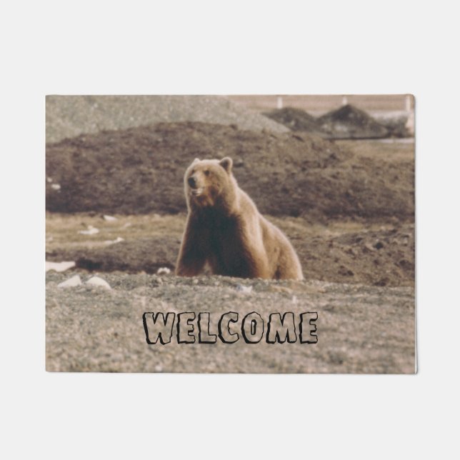 Alaska Tundra Grizzly Welcome Photo Printed Doormat (Front)