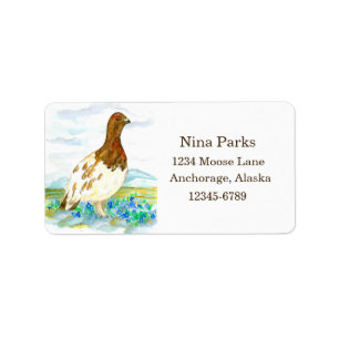 Alaska Tundra Landscape Willow Ptarmigan  Label