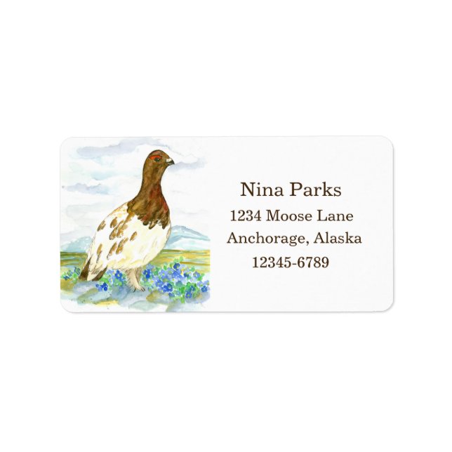 Alaska Tundra Landscape Willow Ptarmigan  Label (Front)